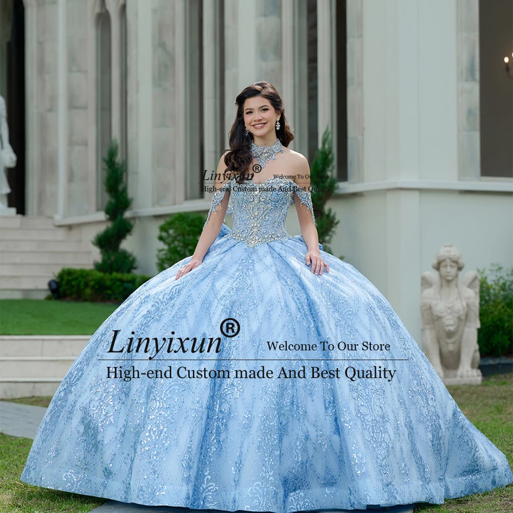 Elegant Sparkly Glitter Quinceanera Dresses Off Shoulder Sweetheart Ball Gowns for Birthday Party Customized vestidos de gala
Elegant Sparkly Glitter Quinceanera Dresses Off Shoulder Sweetheart Ball Gowns for Birthday Party Customized vestidos de gala