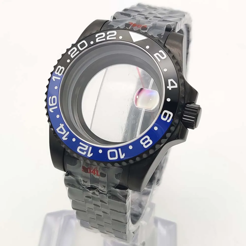 40mm black case + stainless steel bracelet + ceramic bezel for NH35 movement, men's automatic mechanical watch kit spare parts
40mm black case + stainless steel bracelet + ceramic bezel for NH35 movement, men's automatic mechanical watch kit spare parts