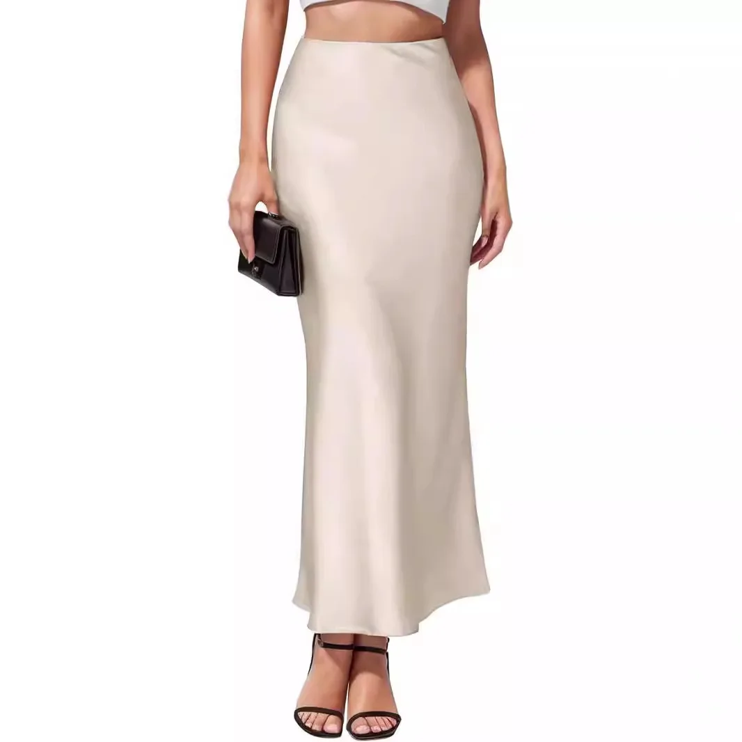 Women Summer Beige Long Skirts Trends High Waist Maxi Summer Skirt Rayon Silk Pencil Side Slit Satin Skirts For Women
Women Summer Beige Long Skirts Trends High Waist Maxi Summer Skirt Rayon Silk Pencil Side Slit Satin Skirts For Women