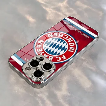 Phone Case for IPhone 16 15 14 13 12 Mini 11 Pro XS Max XR X 8 7 Plus FußballS Club BayernS MünchenS Luxury Tempered Glass Cover