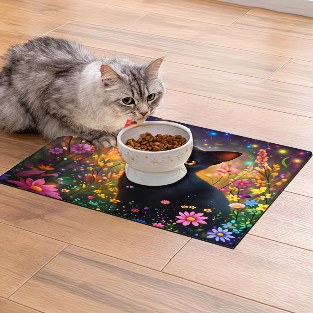 Нескользящий коврик для кормления домашних животных Black Cat Floral Garden Night, товары для животных, брызгозащищенный и противоскользящий коврик для кошек и собак
Нескользящий коврик для кормления домашних животных Black Cat Floral Garden Night, товары для животных, брызгозащищенный и противоскользящий коврик для кошек и собак