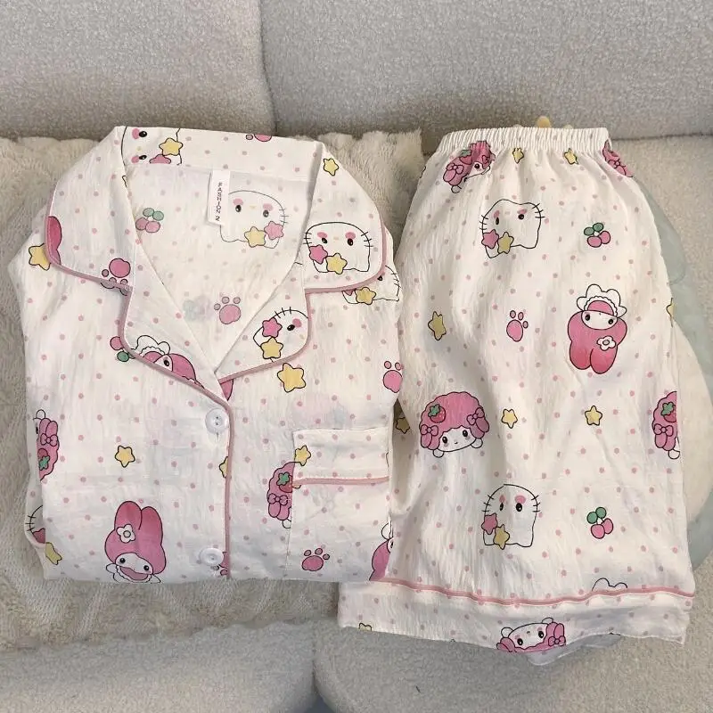Fashion Cartoon Women's Short Sleeved Short Home Clothes Summer New Cute Sweet Girl Set Comfortable Student Sleepwear Breathable
Fashion Cartoon Women's Short Sleeved Short Home Clothes Summer New Cute Sweet Girl Set Comfortable Student Sleepwear Breathable