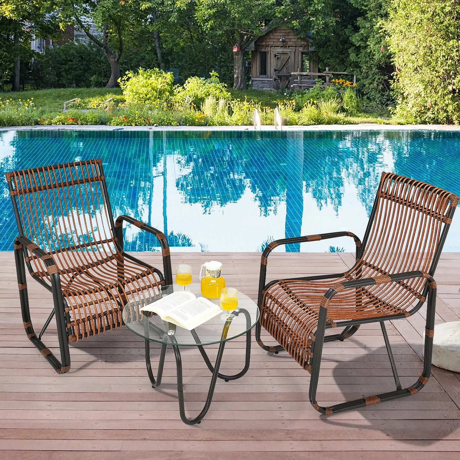 3PCS Patio Rattan Furniture Set Conversational Sofa Coffee Table Garden
3PCS Patio Rattan Furniture Set Conversational Sofa Coffee Table Garden