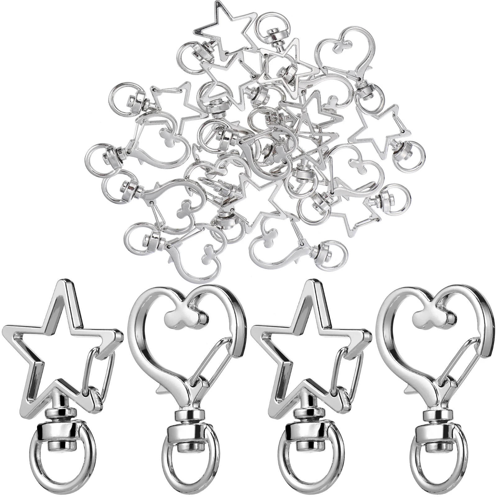 20 pcs Silver Lobster Clasps Heart Star Keychain Clips Jewelry Closures Jewelry Closures Durable Multi-functional
20 pcs Silver Lobster Clasps Heart Star Keychain Clips Jewelry Closures Jewelry Closures Durable Multi-functional