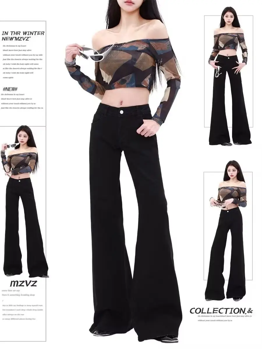 Women'S High Waist Wide Leg Straight Leg Bell-bottom Pants 2025 Spring Autumn New Style American Vintage Drape Elastic Jeans
Women'S High Waist Wide Leg Straight Leg Bell-bottom Pants 2025 Spring Autumn New Style American Vintage Drape Elastic Jeans