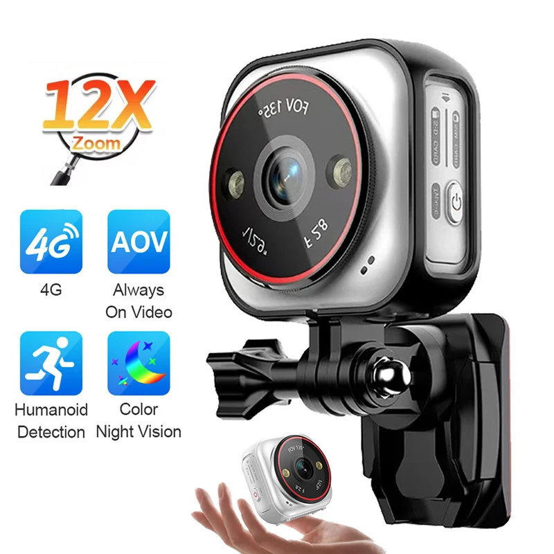 4G AOV Camera 135° Wide-angle Lens 12X Zoom Action Camera Two-Way Audio Night Vision Waterproof CCTV Cam Vlog Cameras Outdoor
4G AOV Camera 135° Wide-angle Lens 12X Zoom Action Camera Two-Way Audio Night Vision Waterproof CCTV Cam Vlog Cameras Outdoor