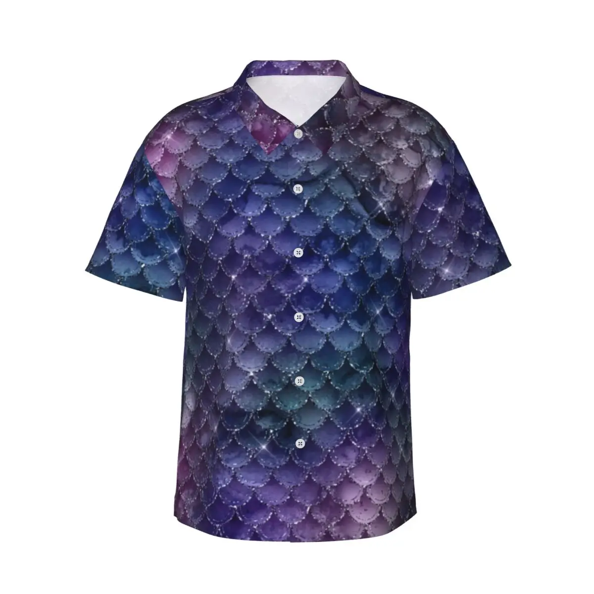 Блестящая пляжная рубашка с чешуей русалки, мужские повседневные рубашки с фиолетовым принтом, летние крутые блузки большого размера с короткими рукавами и графикой, идея подарка 
Блестящая пляжная рубашка с чешуей русалки, мужские повседневные рубашки с фиолетовым принтом, летние крутые блузки большого размера с короткими рукавами и графикой, идея подарка