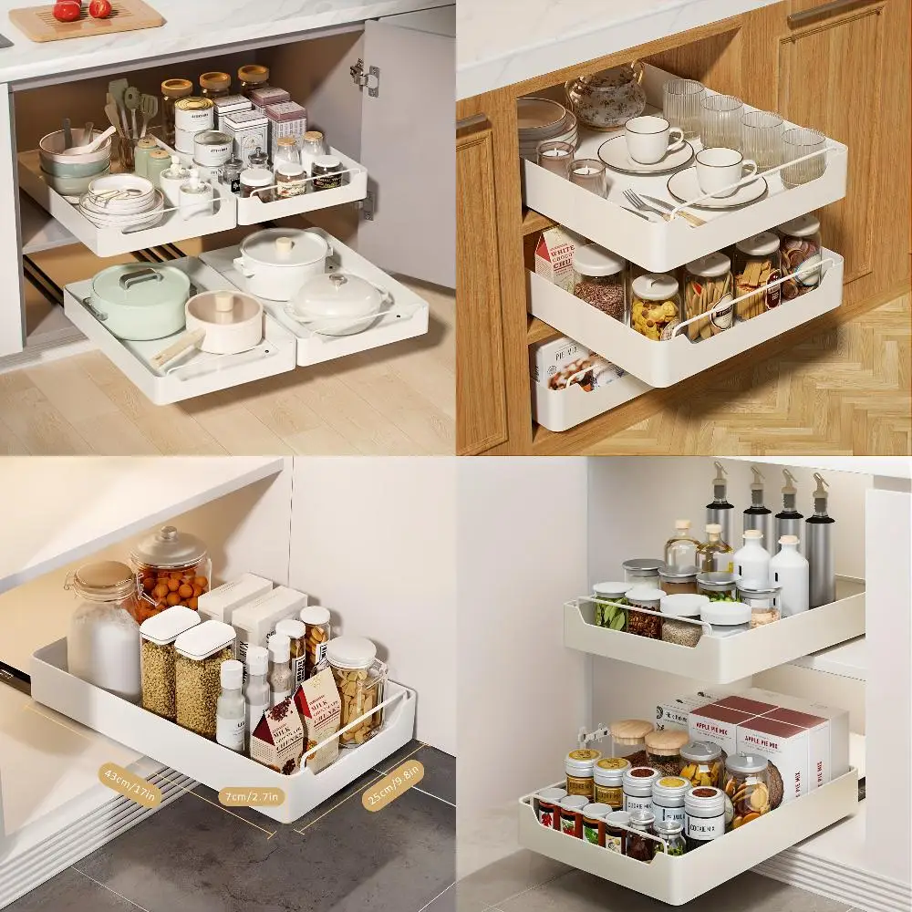 Heavy-Duty Metal Pull-Out Cabinet Organizer with Nano Adhesive Film - Expanding Under-Sink Rack for Kitchen, Slide-Out Drawer C
Heavy-Duty Metal Pull-Out Cabinet Organizer with Nano Adhesive Film - Expanding Under-Sink Rack for Kitchen, Slide-Out Drawer C