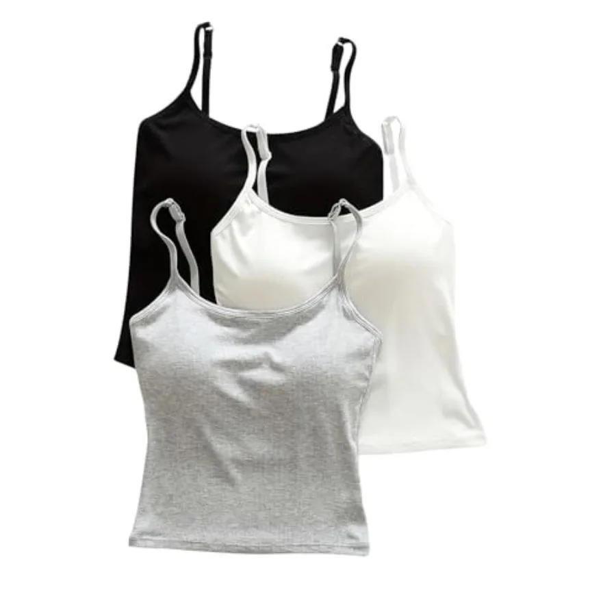 WDIRARA Women's 3 Pack Cami Crop Top Built in Bra Spaghetti Strap Camisole Tops
WDIRARA Women's 3 Pack Cami Crop Top Built in Bra Spaghetti Strap Camisole Tops