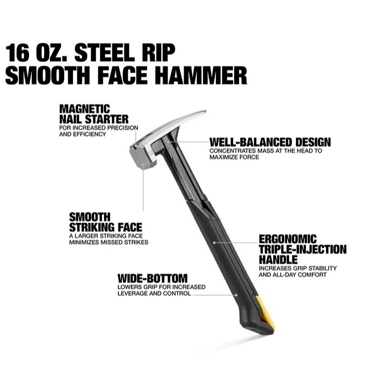 TOUGHBUILT Steel Rip Hammer TB-H1-1R-S16 TB-H1-1R-S18 18 OZ. 16 OZ. Smooth Face Hand Tools
TOUGHBUILT Steel Rip Hammer TB-H1-1R-S16 TB-H1-1R-S18 18 OZ. 16 OZ. Smooth Face Hand Tools