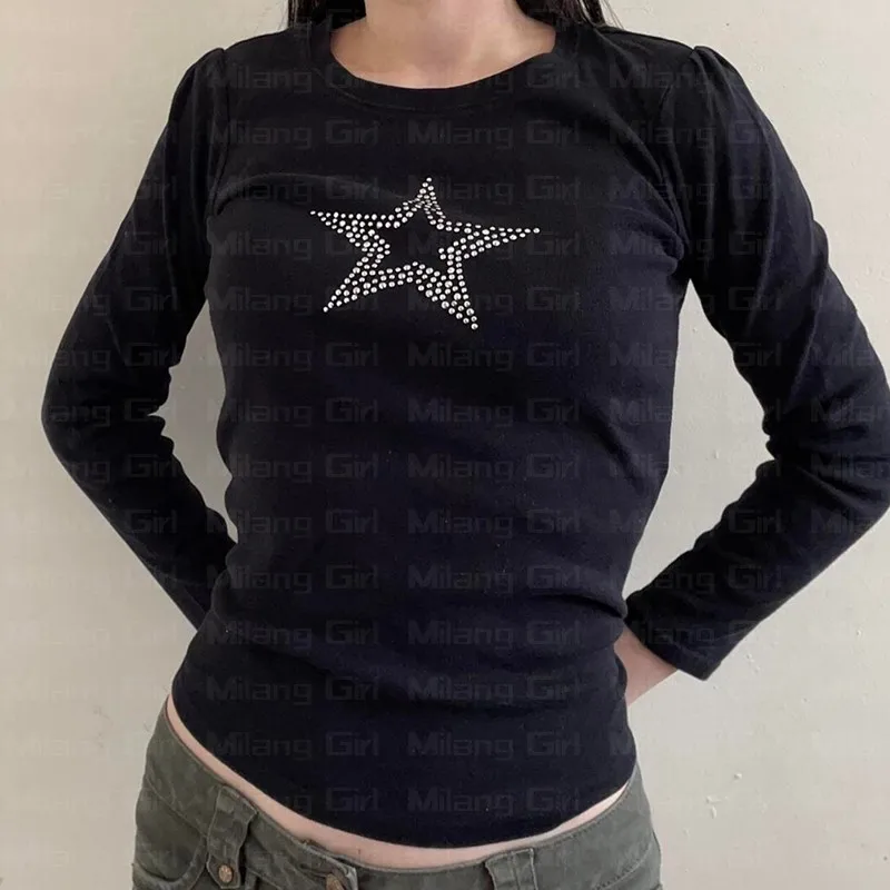 Rhinestones Stars Print Aesthetic Clothes Women Vintage Tops Fairy Grunge Graphic Spring Cyber Y2k T Shirts Slim Long Sleeve Top
Rhinestones Stars Print Aesthetic Clothes Women Vintage Tops Fairy Grunge Graphic Spring Cyber Y2k T Shirts Slim Long Sleeve Top