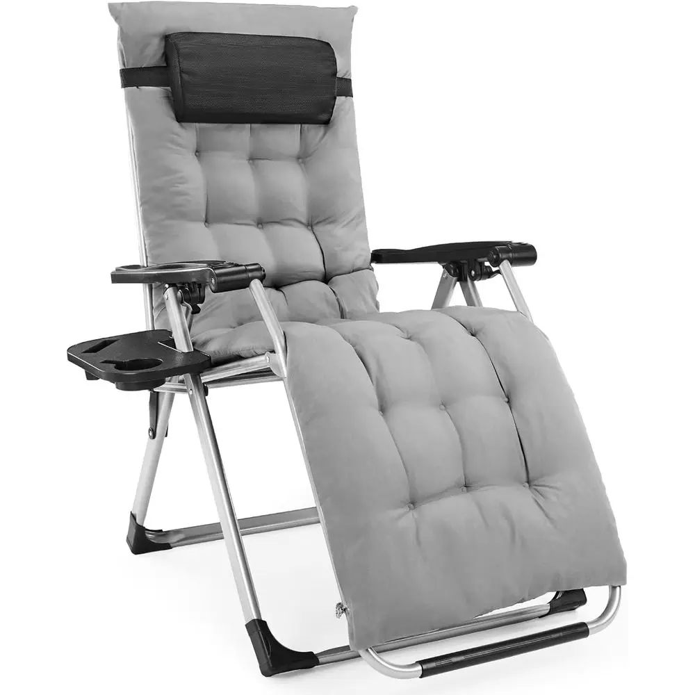Grey Outdoor Reclining Patio Chair with Cup Holder and Removable Cushion
Grey Outdoor Reclining Patio Chair with Cup Holder and Removable Cushion