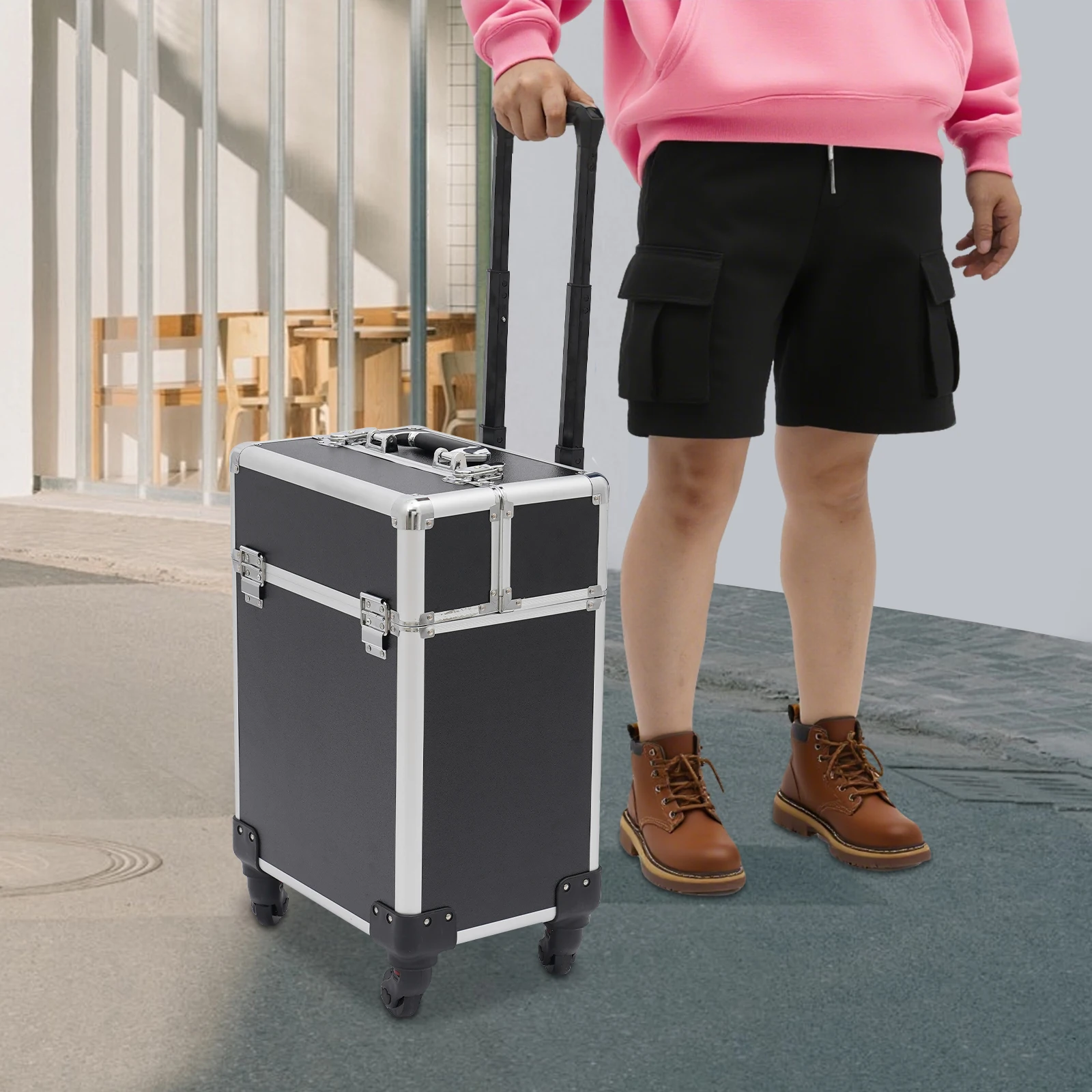 Rectangular Rolling Makeup Travel Case with Security Keys, Spacious Cosmetic Trolley, Durable Carry Case for Professional Makeup Artists and Hairdressers
Rectangular Rolling Makeup Travel Case with Security Keys, Spacious Cosmetic Trolley, Durable Carry Case for Professional Makeup Artists and Hairdressers