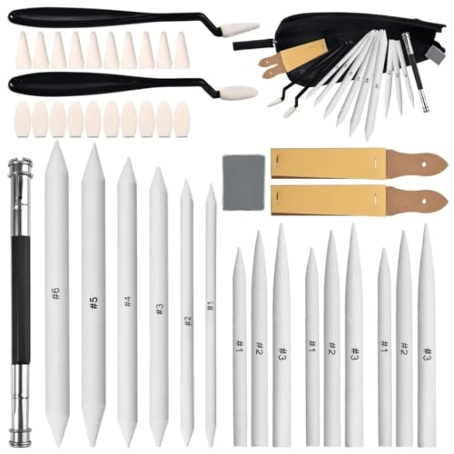 GOLD DEER 40PCS Sketch Drawing Tools, 15 Blending Stumps Set, Pencil Extender, Eraser, 2 Sketch Wipe Scrapers, 2 Sandpaper Penc
GOLD DEER 40PCS Sketch Drawing Tools, 15 Blending Stumps Set, Pencil Extender, Eraser, 2 Sketch Wipe Scrapers, 2 Sandpaper Penc