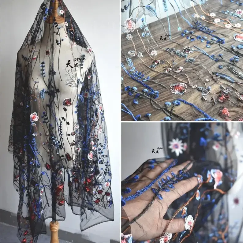 Exquisite blue flower Embroidered Lace Fabric Floral blue flower Fabric wedding lace bridal lace dress fabric 1 yards
Exquisite blue flower Embroidered Lace Fabric Floral blue flower Fabric wedding lace bridal lace dress fabric 1 yards