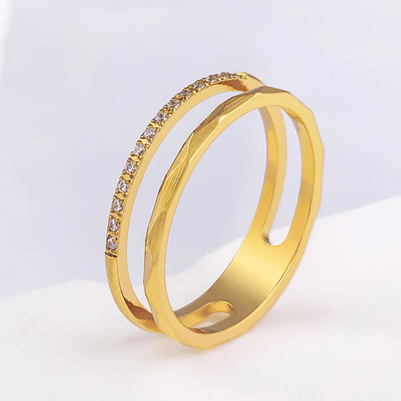 XQNI Stainless Steel Finger Rings Women High Quality Double Layers Zircon Ring Wedding Band Bridal Crystal Jewelry Accessories
XQNI Stainless Steel Finger Rings Women High Quality Double Layers Zircon Ring Wedding Band Bridal Crystal Jewelry Accessories