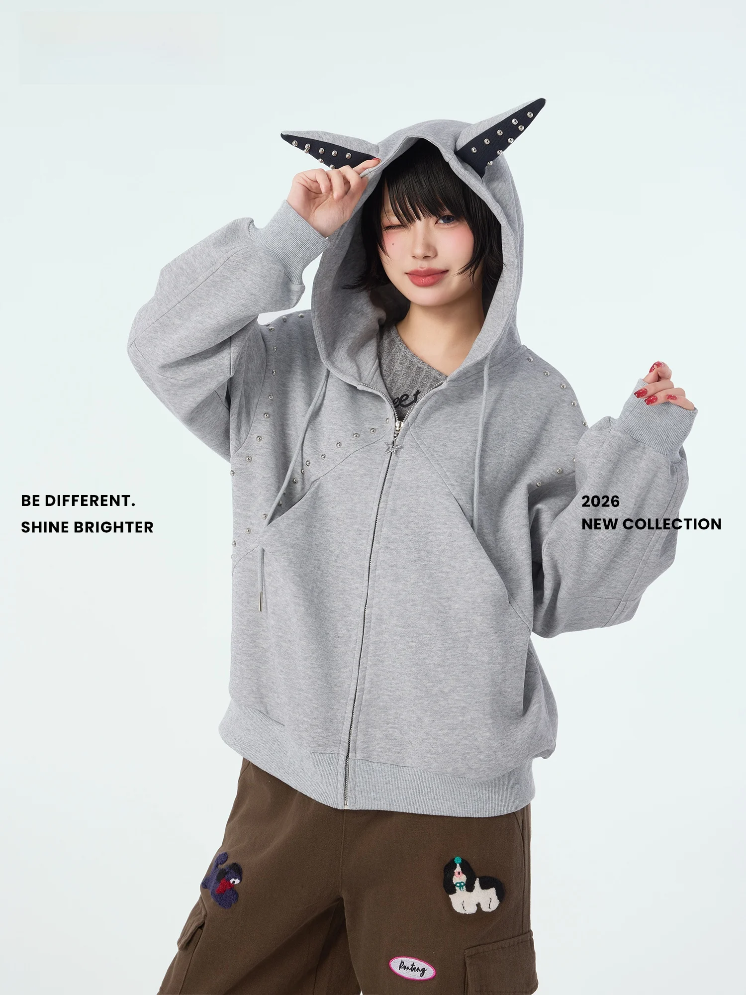 Didimax Spring New ey Rivet Sweatirt Jaet Devil 3D Ear Loose Cool C378 Women's Hooded Zipper Long Sve Cotton Polye...
Didimax Spring New ey Rivet Sweatirt Jaet Devil 3D Ear Loose Cool C378 Women's Hooded Zipper Long Sve Cotton Polye...