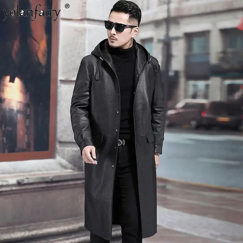 Leather Jacket Men Genuine Leather Windbreaker Trenchcoat Autumn Winter Super Long Natural Cowhide Hooded Plush Lining Coats FCY
Leather Jacket Men Genuine Leather Windbreaker Trenchcoat Autumn Winter Super Long Natural Cowhide Hooded Plush Lining Coats FCY