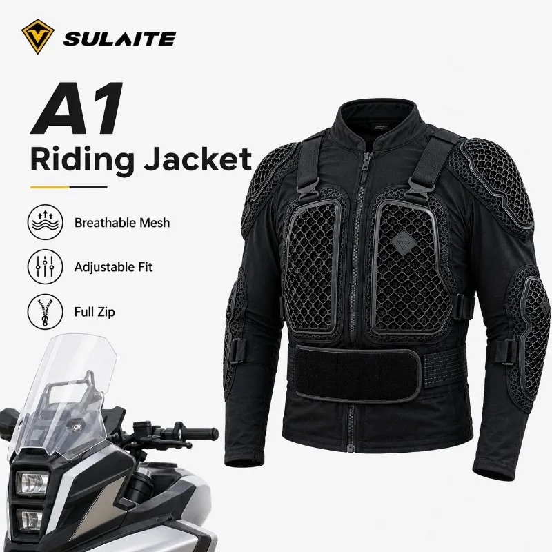SULAITE A1 Motorcycle Riding Jacket Men Breathable Mesh Full Zip Adjustable Waist Touring Outdoor Moto Gear Lightweight Wear
SULAITE A1 Motorcycle Riding Jacket Men Breathable Mesh Full Zip Adjustable Waist Touring Outdoor Moto Gear Lightweight Wear