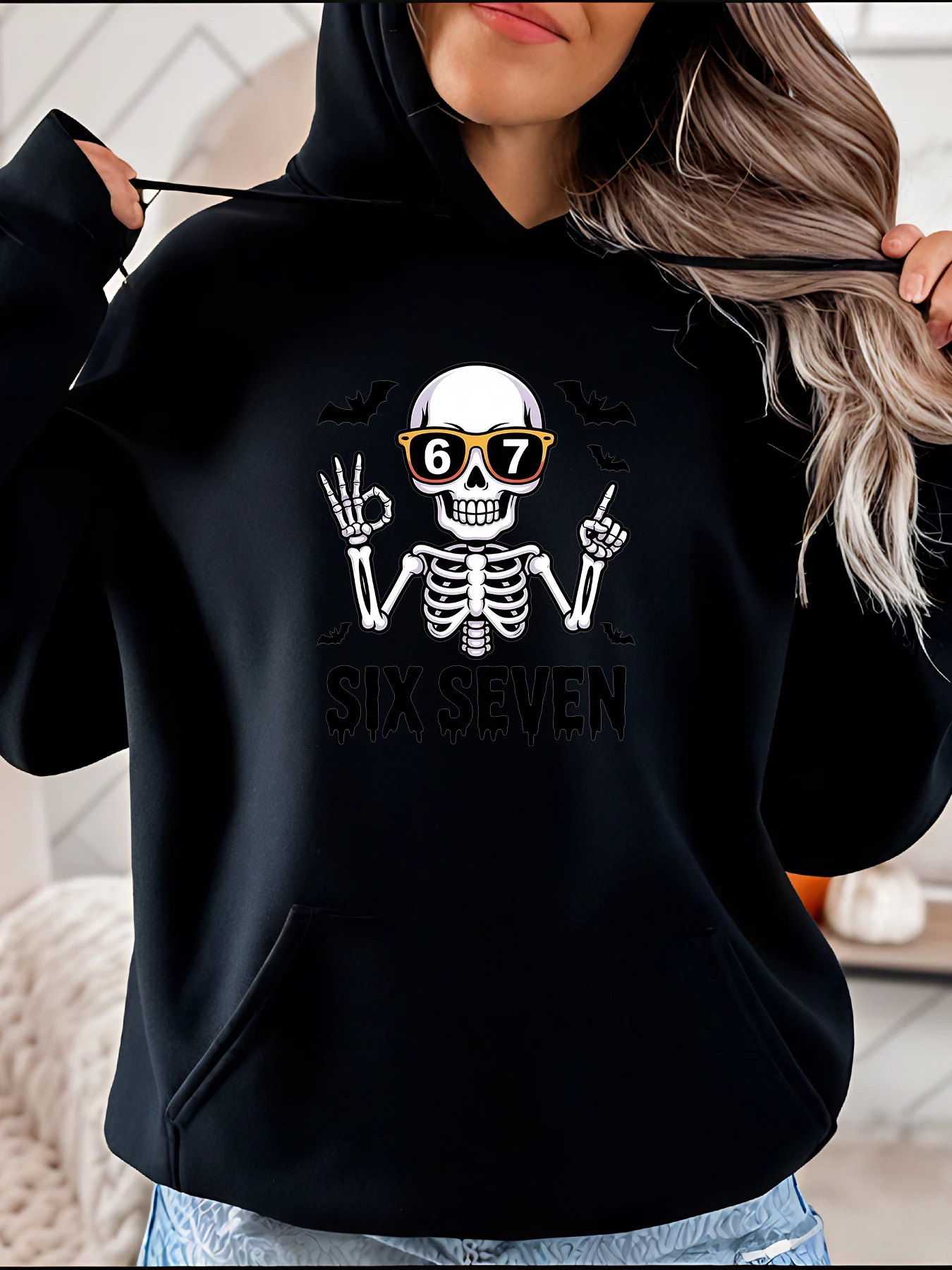 Halloween Skeleton Hoodie Six Seven Print Sweatshirt Women Casual Halloween Costume Party Wear
Halloween Skeleton Hoodie Six Seven Print Sweatshirt Women Casual Halloween Costume Party Wear