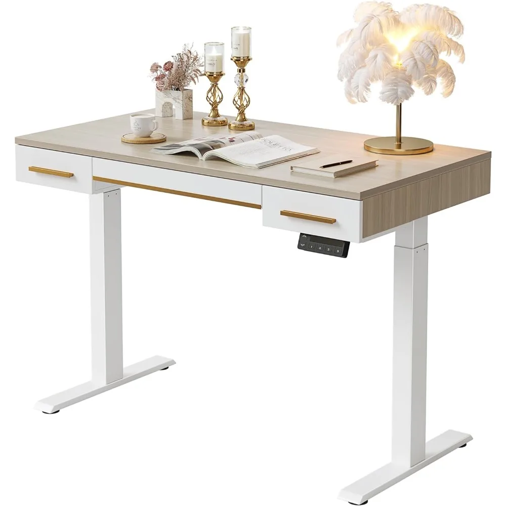 48 x 26 Inches Electric Standing Desk with 3 Drawers, Whole-Piece Mid-Century Modern Sit Stand Up Home Office Desks, Whit
48 x 26 Inches Electric Standing Desk with 3 Drawers, Whole-Piece Mid-Century Modern Sit Stand Up Home Office Desks, Whit