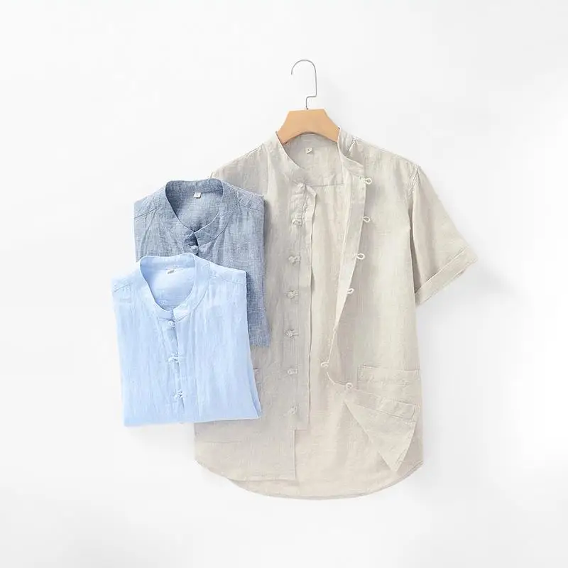 Men's Linen Shirt Buttoned Stand Collar Linen Top Comfortable Breathable Short Sleeve Casual Fashion for Summer
Men's Linen Shirt Buttoned Stand Collar Linen Top Comfortable Breathable Short Sleeve Casual Fashion for Summer
