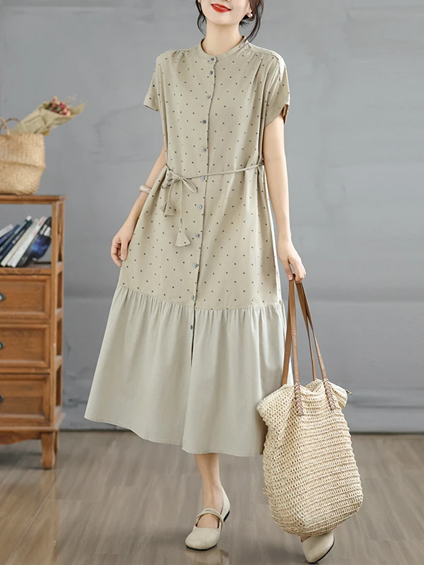 Summer 2026 Loose Artistic Shirt Dress Women's Slimming Color Waist-Cinching Short Sleeve Dress Button-Up A-Line Gown
Summer 2026 Loose Artistic Shirt Dress Women's Slimming Color Waist-Cinching Short Sleeve Dress Button-Up A-Line Gown