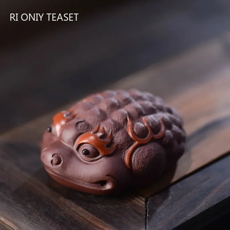 Chinese Yixing Purple Clay Tea Pet Lucky Fortune Animal Figurine Sculpture Ornaments Handmade Golden Toad Decoration Tea Set
Chinese Yixing Purple Clay Tea Pet Lucky Fortune Animal Figurine Sculpture Ornaments Handmade Golden Toad Decoration Tea Set