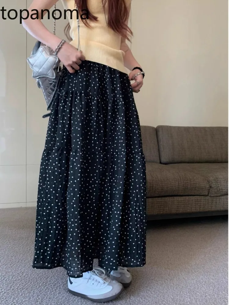 Topanoma Women Skirts Polka Dot Vintage Stretch High Waist Spring 2025 Fashion Loose Long Skirt Sweet Elegant Casual Ladies
Topanoma Women Skirts Polka Dot Vintage Stretch High Waist Spring 2025 Fashion Loose Long Skirt Sweet Elegant Casual Ladies