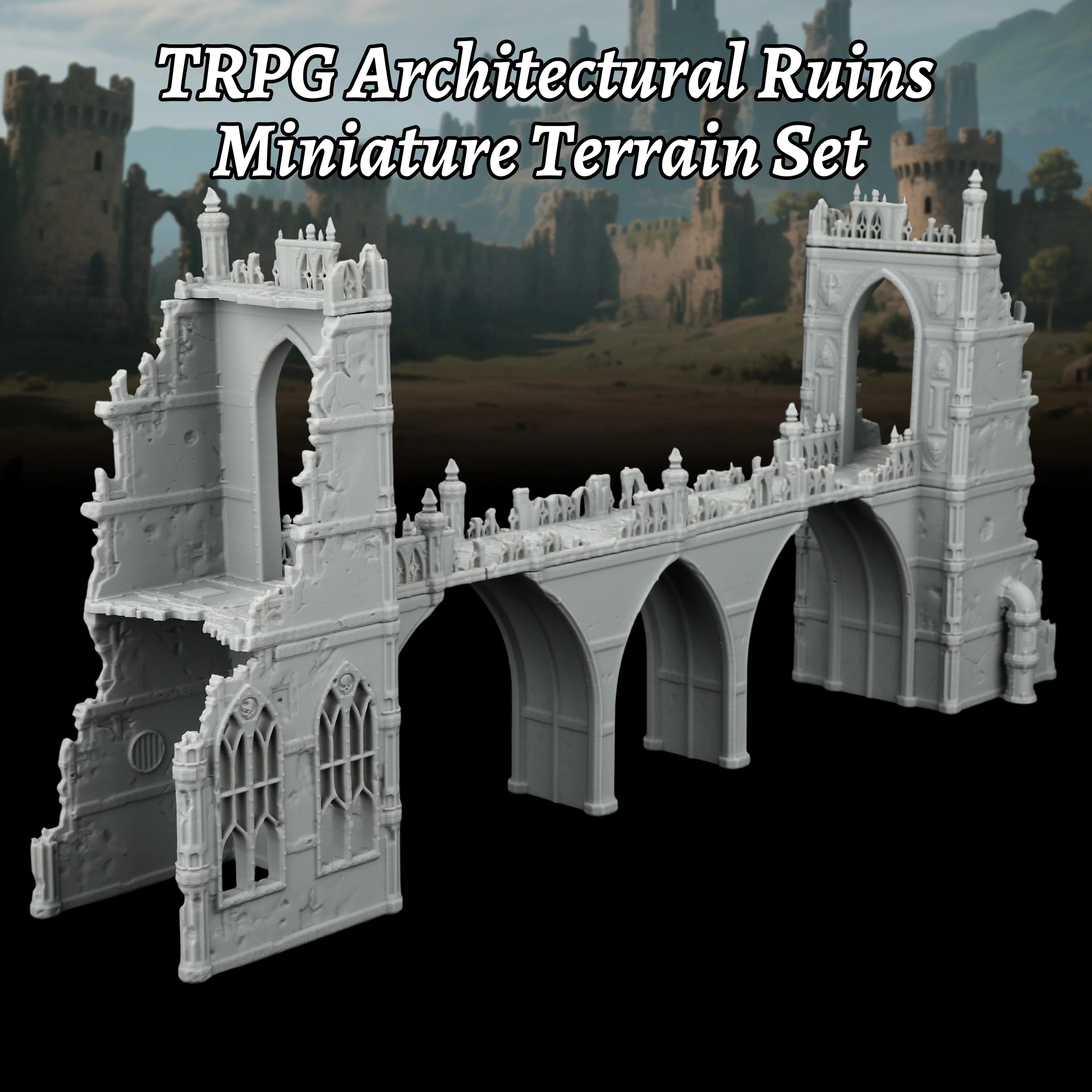 Fantasy Architectural Ruins Bridge Miniature Terrain Set, 28mm/1:56 Scale Tabletop Diorama Display, Collectible Gift for RPG
Fantasy Architectural Ruins Bridge Miniature Terrain Set, 28mm/1:56 Scale Tabletop Diorama Display, Collectible Gift for RPG