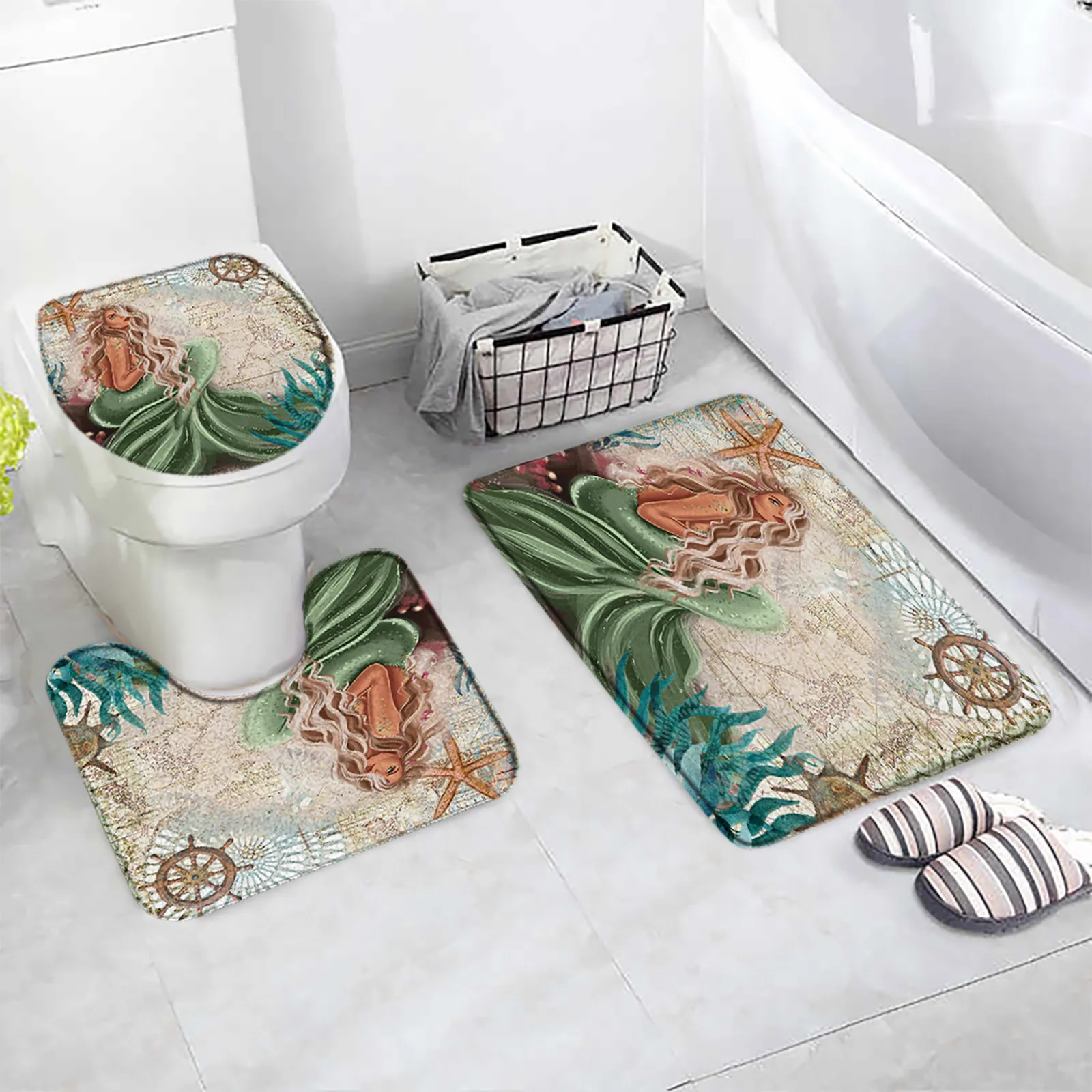 Mermaid Octopus 3 pcs Set Bath Mat Turtle Retro Wood Grain Anti Slip Bathroom Rugs Bathroom Accessories Sets Washable Carpet
Mermaid Octopus 3 pcs Set Bath Mat Turtle Retro Wood Grain Anti Slip Bathroom Rugs Bathroom Accessories Sets Washable Carpet