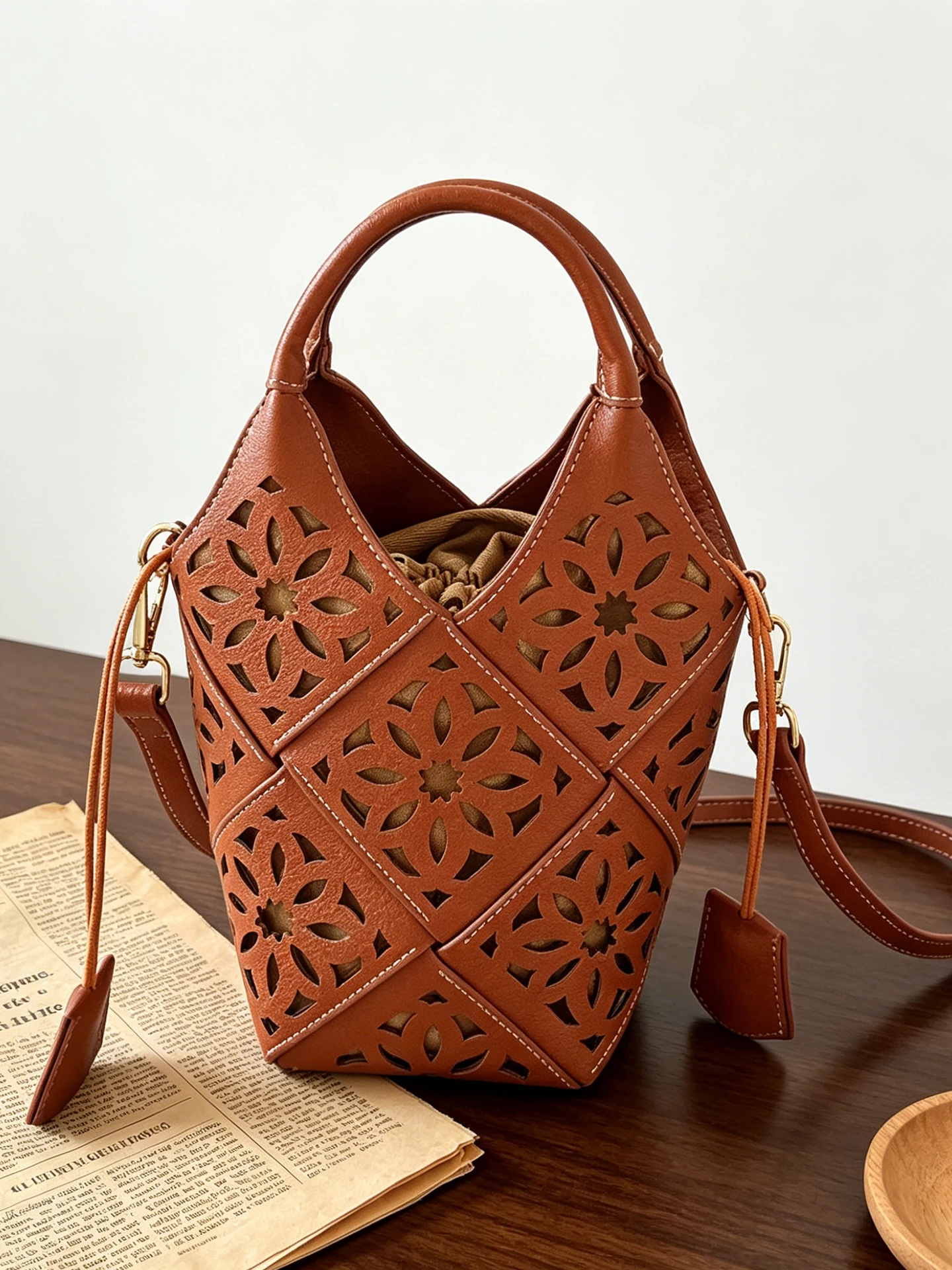 Café Brown Hollow out Window Pattern Women's Bag 2026 New Style Luxury Bucket Handbag Shoulder Crossbody Basket Weave Summer
Café Brown Hollow out Window Pattern Women's Bag 2026 New Style Luxury Bucket Handbag Shoulder Crossbody Basket Weave Summer