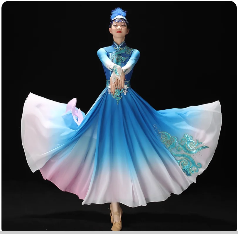 Huaxia Mongolian dance costume performance costume adult art exam big skirt
Huaxia Mongolian dance costume performance costume adult art exam big skirt