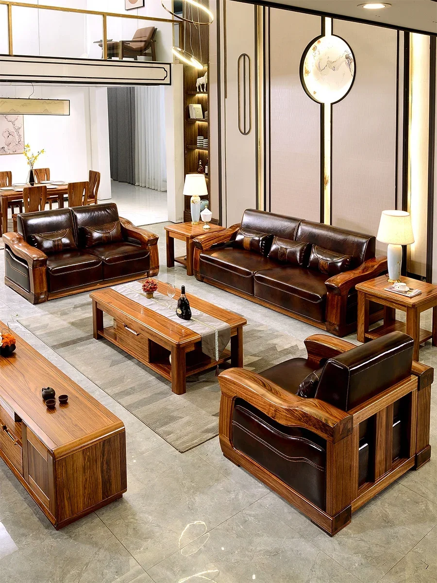 Modern Chinese Ebony sofa all solid wood leather sofa set living room light luxury solid wood furniture
Modern Chinese Ebony sofa all solid wood leather sofa set living room light luxury solid wood furniture