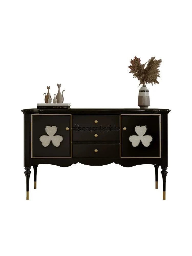 French modern cream style living room foyer porch cabinet bedroom storage bedside cabinet black shell
French modern cream style living room foyer porch cabinet bedroom storage bedside cabinet black shell