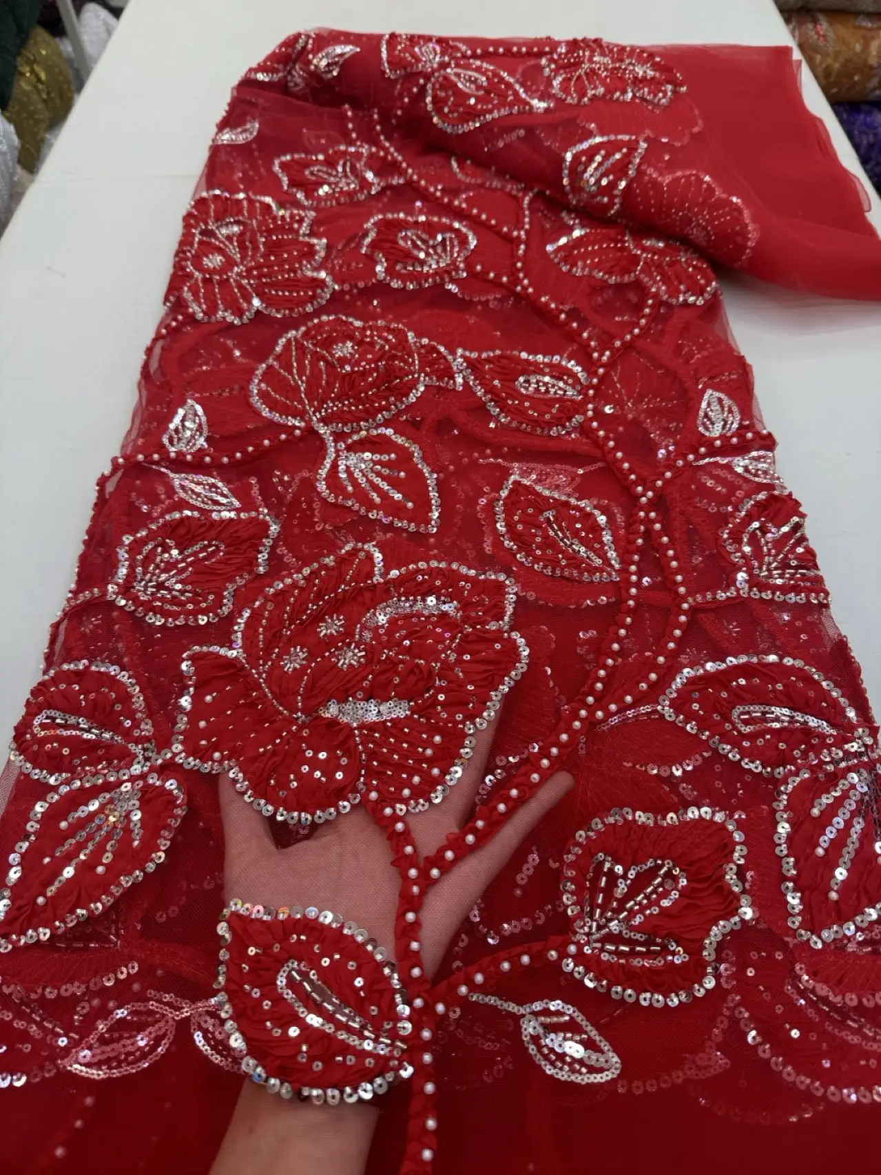 Luxury African Beads Lace Fabric 2025 High Quality French Groom Embroidery Sequins Lace Fabrics For Christmas Sewing
Luxury African Beads Lace Fabric 2025 High Quality French Groom Embroidery Sequins Lace Fabrics For Christmas Sewing