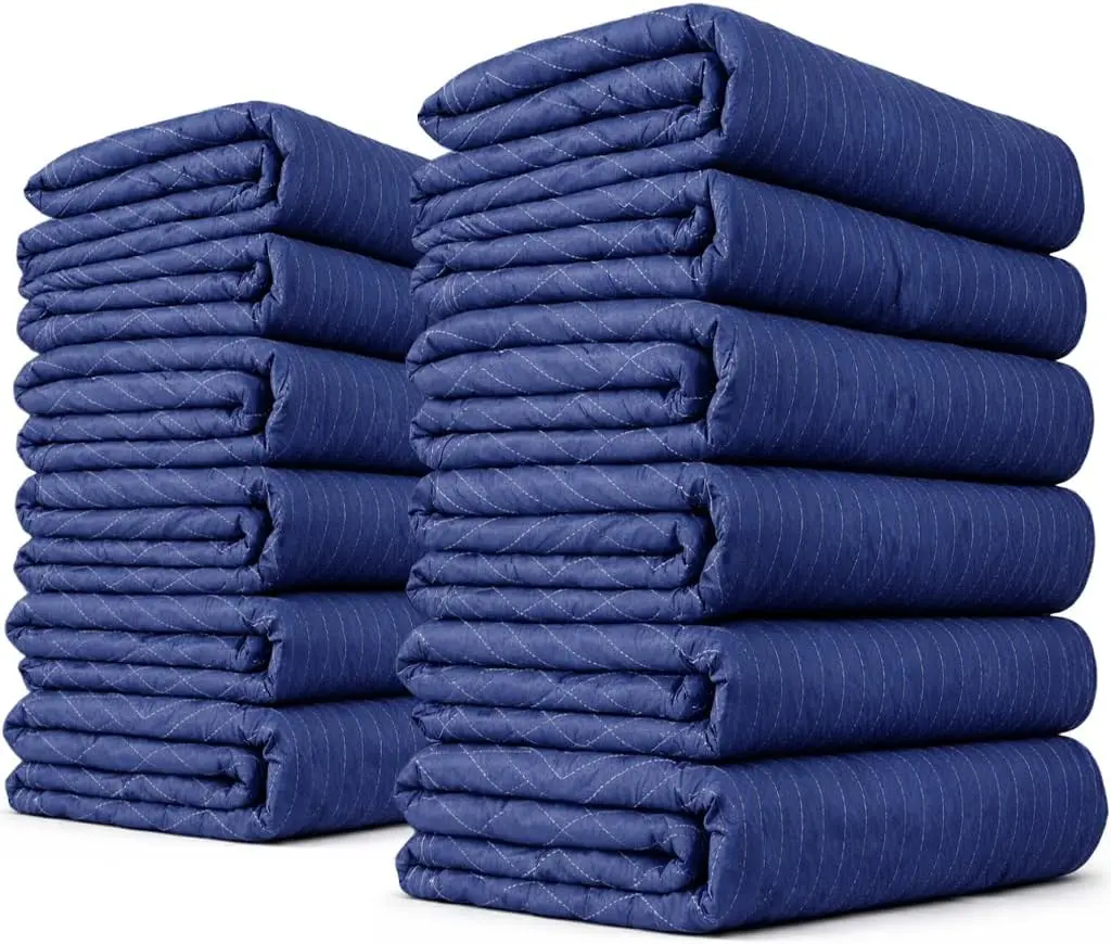 Heavy Duty Moving Blankets 72x80 12-Pack, Lightweight Quilted Furniture Pads for Moving, Shipping & Storage, Blue Polyester
Heavy Duty Moving Blankets 72x80 12-Pack, Lightweight Quilted Furniture Pads for Moving, Shipping & Storage, Blue Polyester