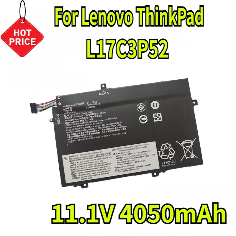 11.1V 4050mAh L17C3P52 Battery Replacement for Lenovo ThinkPad L480 L490 L580 L590 L14 L15 L14 Gen 2 L15 Gen 2 Series L17M3P53 
11.1V 4050mAh L17C3P52 Battery Replacement for Lenovo ThinkPad L480 L490 L580 L590 L14 L15 L14 Gen 2 L15 Gen 2 Series L17M3P53