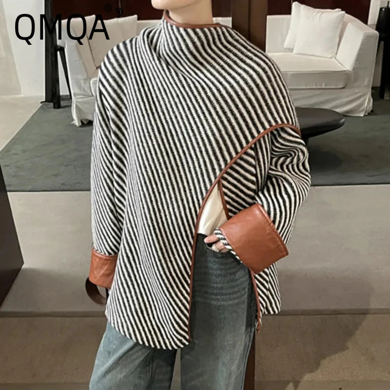 QMQA Fashion Women's Scarf Collar Design Striped Blazers Cardigan Long Sleeve Office Lady Jackets Female Coats Spring New QM467
QMQA Fashion Women's Scarf Collar Design Striped Blazers Cardigan Long Sleeve Office Lady Jackets Female Coats Spring New QM467