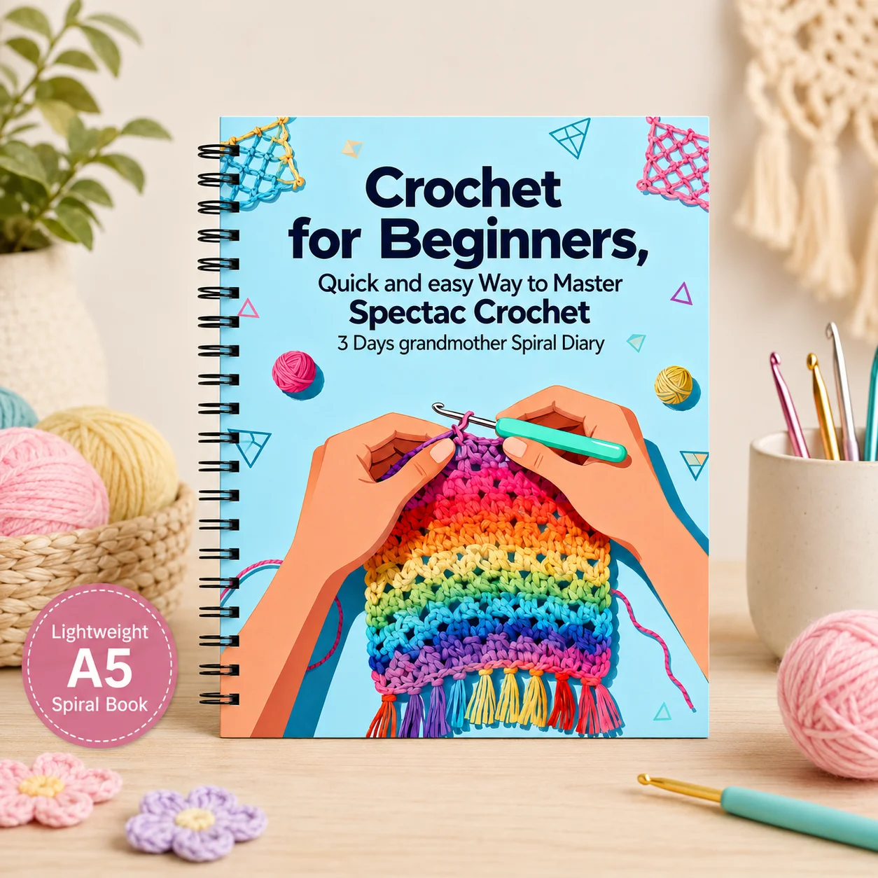 Crochet for Beginners A5 Spiral Notebook, Easy Crochet Stitch & Project Journal for Crafters, Students and Teachers
Crochet for Beginners A5 Spiral Notebook, Easy Crochet Stitch & Project Journal for Crafters, Students and Teachers