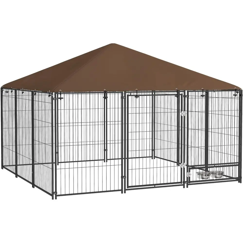 7x7ft Outdoor Dog Kennel with Playpen, Rotating Bowl, and Enclosure for Pets - Black
7x7ft Outdoor Dog Kennel with Playpen, Rotating Bowl, and Enclosure for Pets - Black