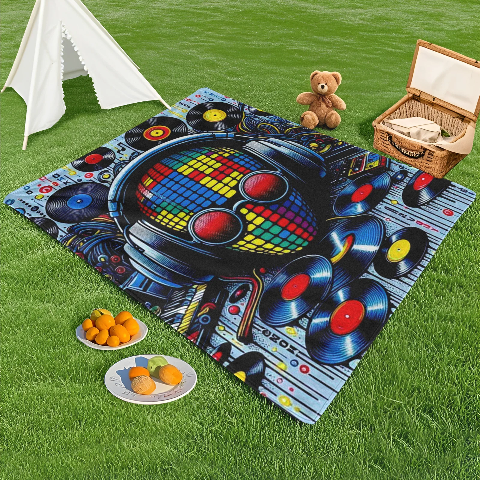 Blue Headphone Black CD Outdoor Picnic Blanket For Cozy Camping And Beach Relaxation
Blue Headphone Black CD Outdoor Picnic Blanket For Cozy Camping And Beach Relaxation