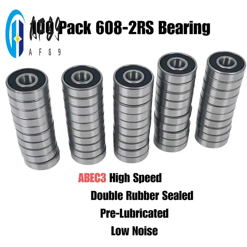 AF89-100 Pack 608 2RS Bearings, 8X22x7mm RS Ball Bearing Grease Seal Assembly Roller Skateboard Bearings
AF89-100 Pack 608 2RS Bearings, 8X22x7mm RS Ball Bearing Grease Seal Assembly Roller Skateboard Bearings