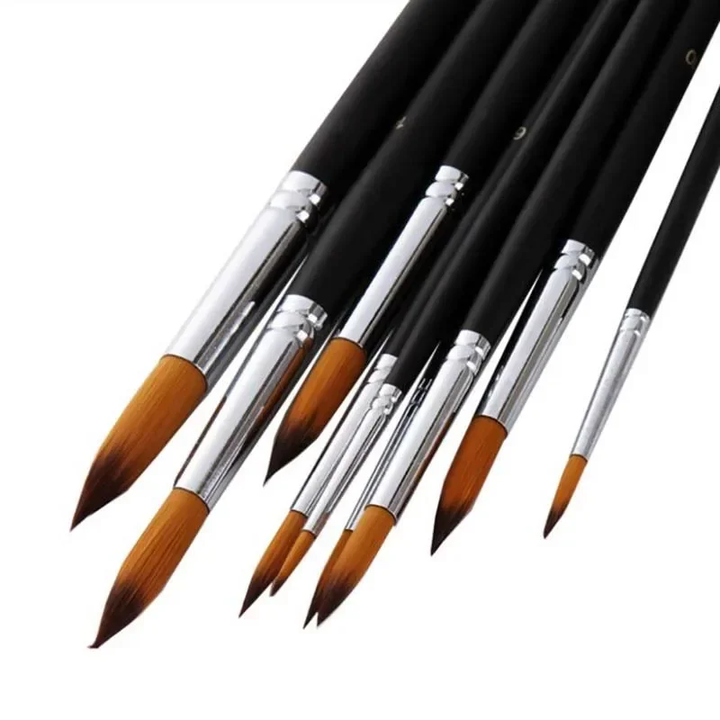Nylon Hair Watercolor Painting Brushes Black Bright Oil Brush Set Art Supplies 9Pcs/set 
Nylon Hair Watercolor Painting Brushes Black Bright Oil Brush Set Art Supplies 9Pcs/set