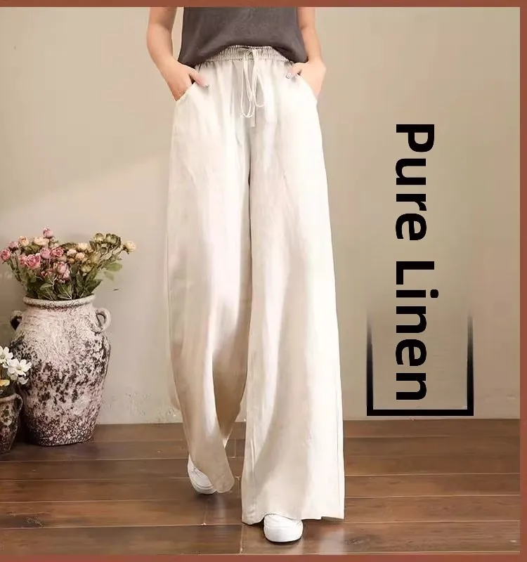 Широкие брюки с высокой талией, женские весенне-осенние хлопковые и льняные брюки свободного покроя с эластичной резинкой на талии, всесезонные джинсы больших размеров
Широкие брюки с высокой талией, женские весенне-осенние хлопковые и льняные брюки свободного покроя с эластичной резинкой на талии, всесезонные джинсы больших размеров