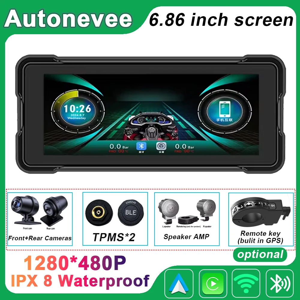 Autonevee Motorcycle Carplay WaterProof 6.86‘’ WiFi Wireless Android-Auto DVR Monitor Dash Camera GPS Navigation TPMS Bluetooth
Autonevee Motorcycle Carplay WaterProof 6.86‘’ WiFi Wireless Android-Auto DVR Monitor Dash Camera GPS Navigation TPMS Bluetooth