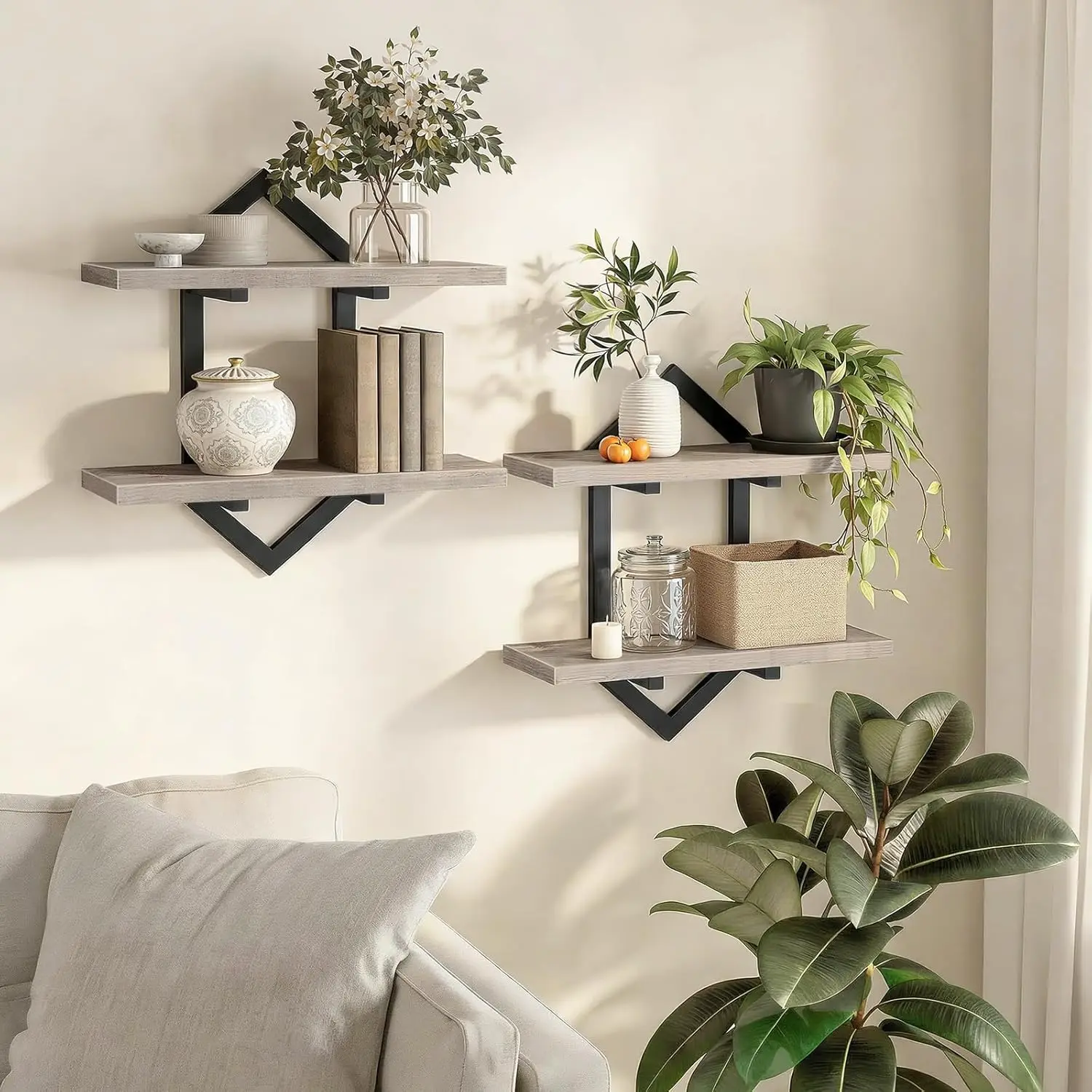 Floating Shelves, 15 Inch Wall Shelf Set of 2, Wall Mounted Storage Shelves 2-Tier, Hanging Bathroom Shelves, for Livin
Floating Shelves, 15 Inch Wall Shelf Set of 2, Wall Mounted Storage Shelves 2-Tier, Hanging Bathroom Shelves, for Livin