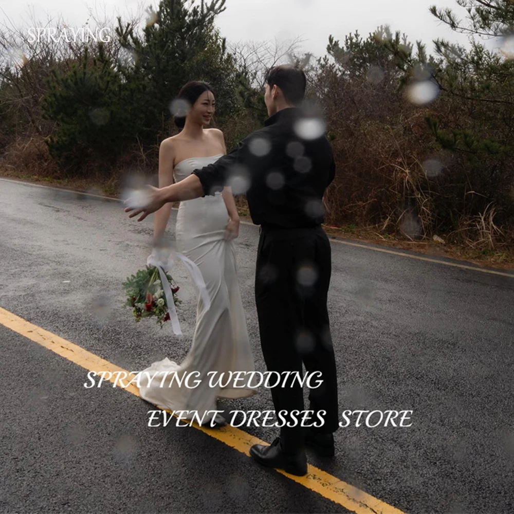SPRAYING Simple Mermaid Korea Wedding Dresses Strapless Soft Satin Long Formal Party Dress Elegant Photoshoot Custom made
SPRAYING Simple Mermaid Korea Wedding Dresses Strapless Soft Satin Long Formal Party Dress Elegant Photoshoot Custom made
