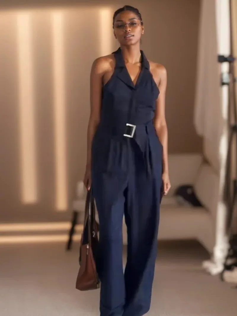 Fashion Elegant Woman Jumpsuit Solid Hanging Collar Jumpsuits For Women Backless Jumpsuit Commuting Style Women's Clothing
Fashion Elegant Woman Jumpsuit Solid Hanging Collar Jumpsuits For Women Backless Jumpsuit Commuting Style Women's Clothing