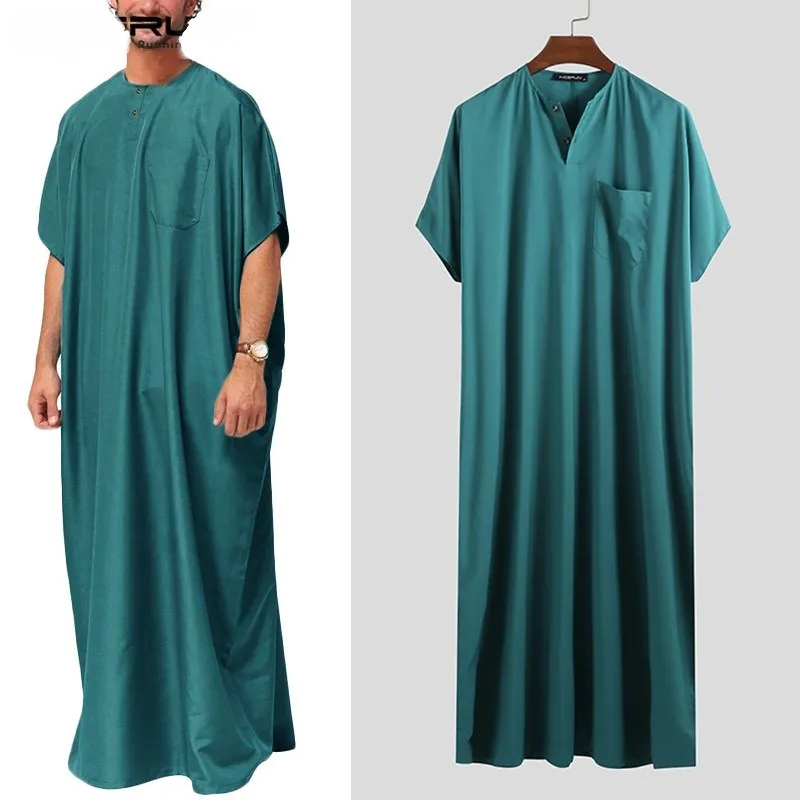 Men's Long Shirt Robe Muslim Malaysia Style Casual Loose Fit Short Sleeve Stand Collar Pure Color Shirt Suitable for All Seasons
Men's Long Shirt Robe Muslim Malaysia Style Casual Loose Fit Short Sleeve Stand Collar Pure Color Shirt Suitable for All Seasons